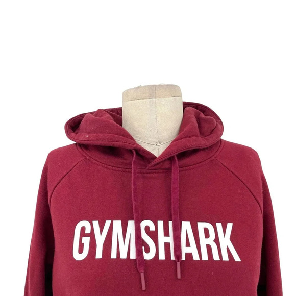 Gymshark Training Cropped Logo Hoodie Maroon Red Burgundy Size Small - Picture 2 of 9